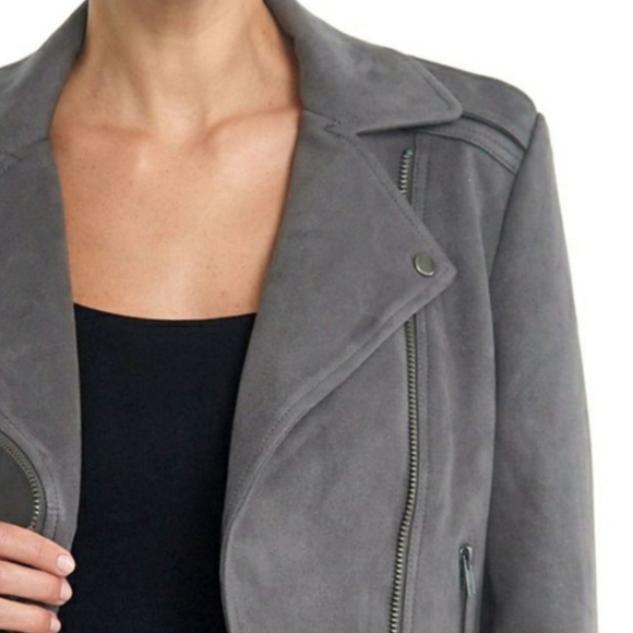 NWT Philosophy Grey Faux Suede Moto Jacket - Picture 3 of 5